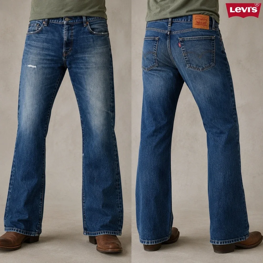 Levi's 517 Bootcut Jeans Mens 36x29.5 Medium Wash Distressed Denim Zip Fly
